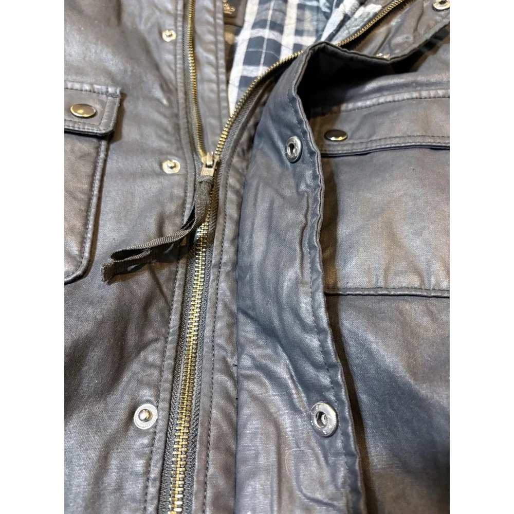 J.Crew Hayes Black Waxed Coated Cotton Thinsulate Field Jacket Mens L E3828